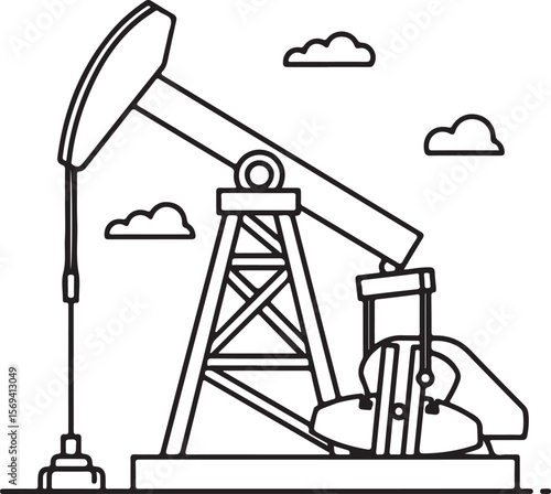 Oil Pumpjack Illustration Energy Extraction Design