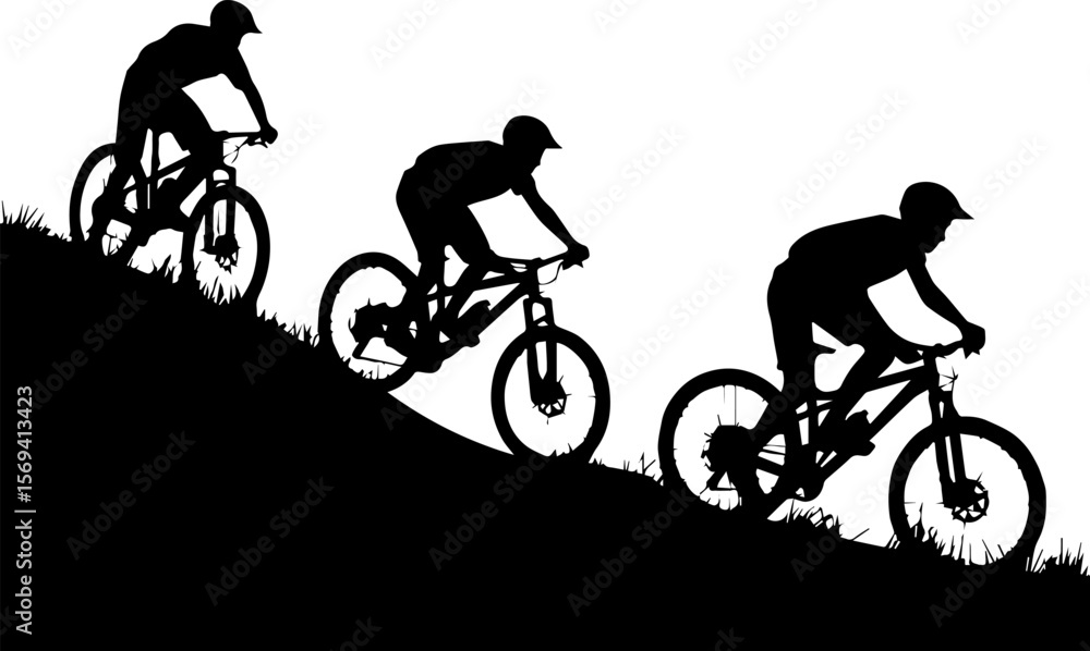 Obraz premium Mountain biker Silhouette vector illustration