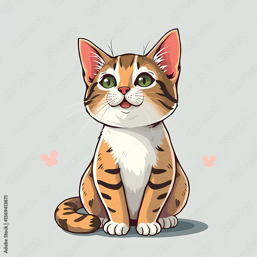 Obraz premium Sweet Purrfection: Adorable Tabby Kitten with Hearts