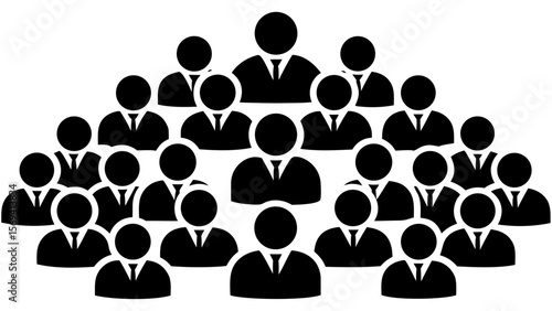 Vector  a crowd of people in suits arranged in rows with the top row having fewer people totaling one hundred