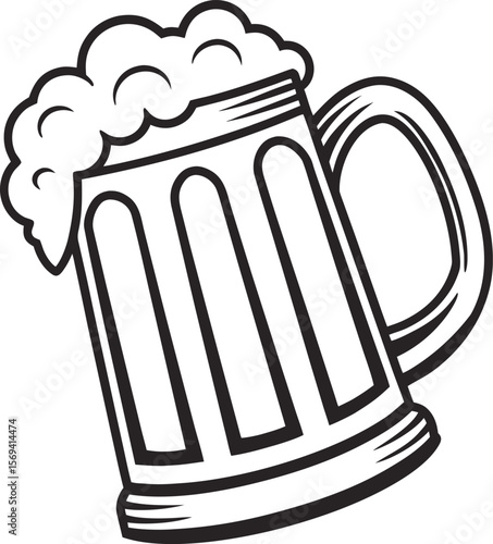 Frothy Beer Mug Outline beverage drink