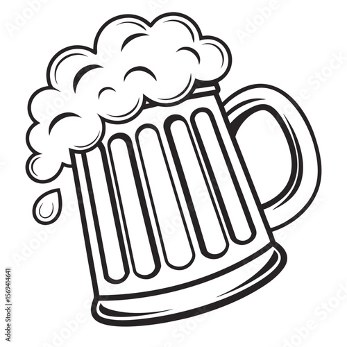Frothy Beer Mug With Droplets foam bubbles