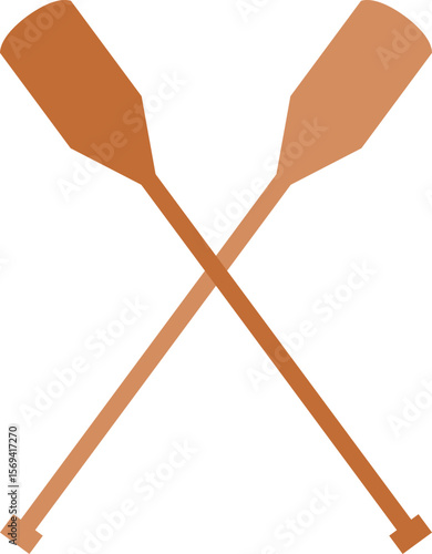 Illustration of Two Crossed Wooden Paddles