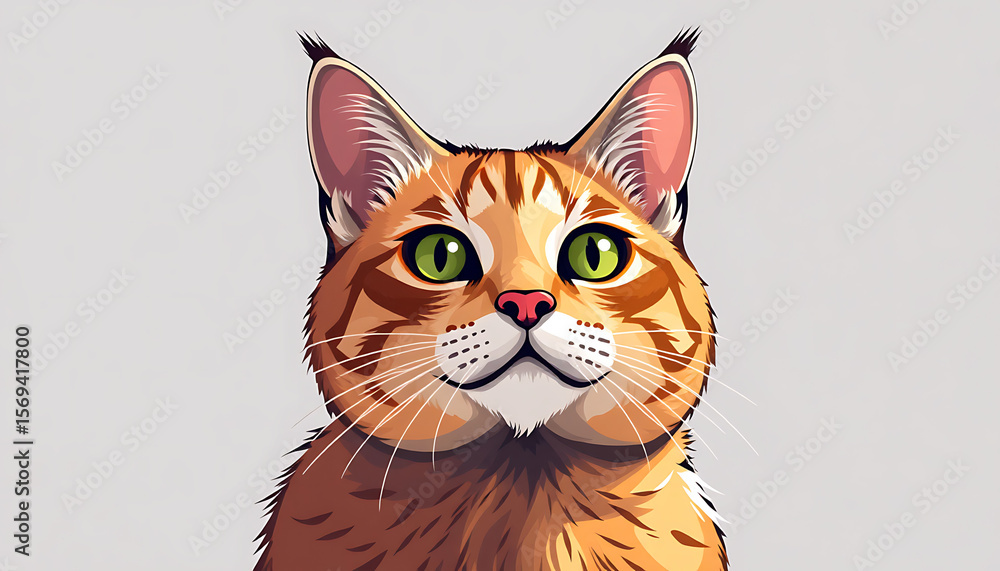 Obraz premium Playful Cat – Cute Cartoon Pet Illustration