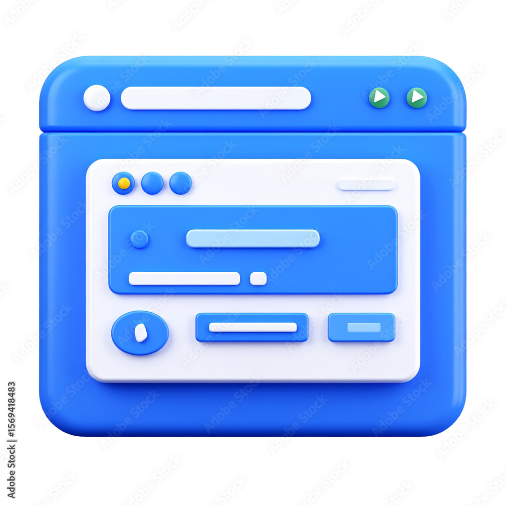 3D Web Interface: A vibrant blue and white 3D web interface showcasing a modern and clean user experience with soft shadows and a glossy finish, conveying innovation and user-friendly design. 3D Web Interface: A vibrant blue and white 3D web interface showcasing a modern and clean user experience with soft shadows and a glossy finish, conveying innovation and user-friendly design.