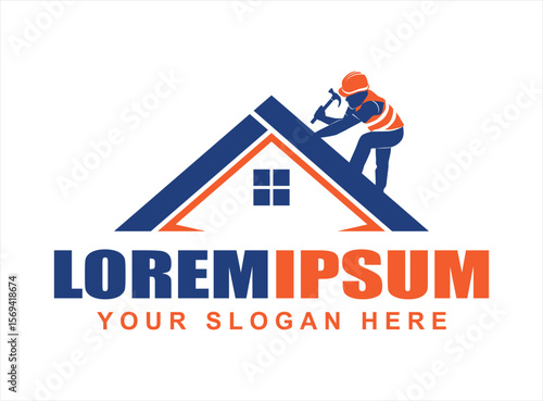 roofer repair and maintenance service logo design vector illustration isolated on background