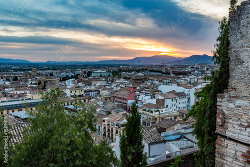 Granada, Spain, European Union, street view from the Spanish city where beautiful Alhambra palace could be visited. Tourist destination