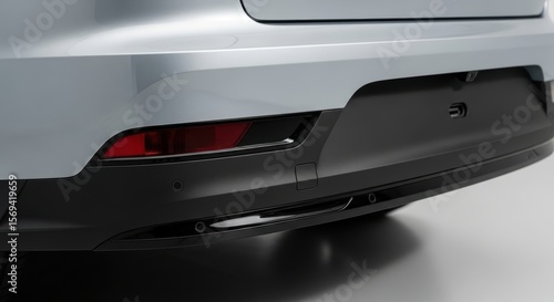 Close-up of luxury car rear bumper featuring sleek design and modern geometry