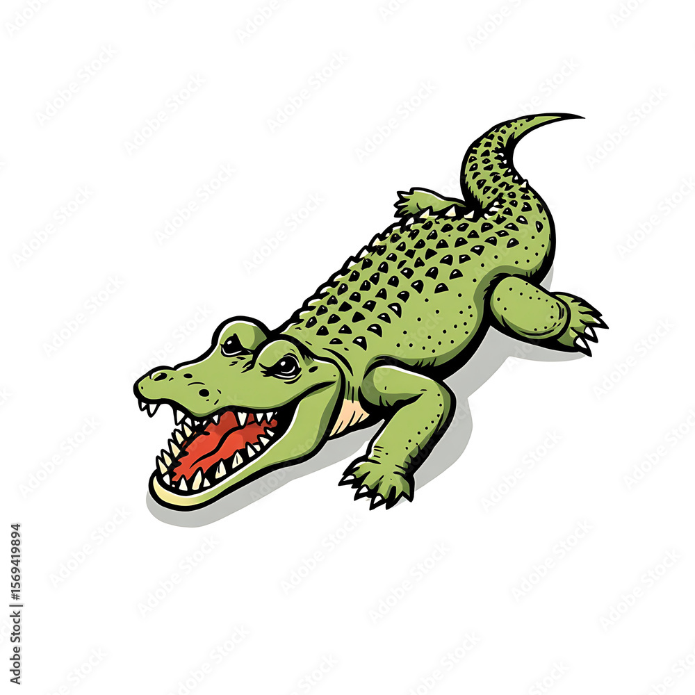 Obraz premium Playful Crocodile – Friendly Cartoon Reptile with Big Personality