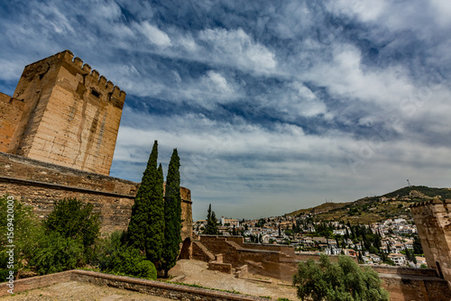 Granada, Spain, European Union, street view from the Spanish city where beautiful Alhambra palace could be visited. Tourist destination