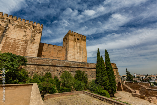 Granada, Spain, European Union, street view from the Spanish city where beautiful Alhambra palace could be visited. Tourist destination