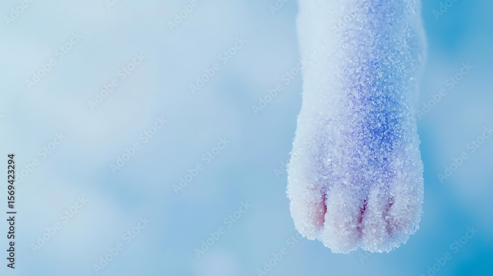 Fototapeta premium Macro Foot Covered in Sugar Crystals, Winter Texture
