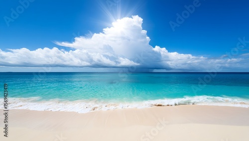 Wallpaper Mural Beautiful beach ocean view with white sand and blue sky summer vacation travel destination Torontodigital.ca