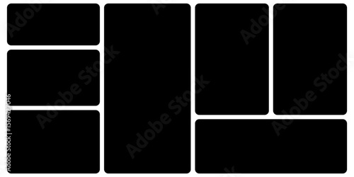 Template photo collage 7 pictures empty style, moodboard, album vector