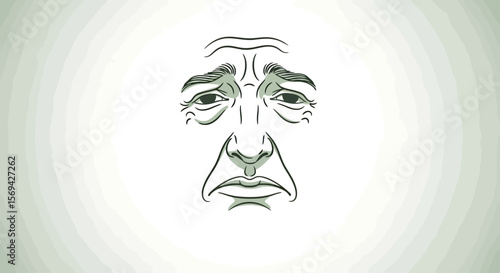 Despondent Face: Minimalist Line Art Illustration