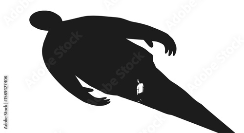 Silhouette of a Person Falling Down, Black and White Graphic