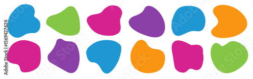 Irregular text box vector set colorful. Minimal futuristic shape for logotype, presentation, flyer, poster, web, print, social media post. Dynamic fluid abstract background vector