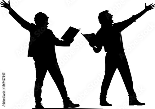 Performers Singing Acting Silhouette - Expressive Public Speakers