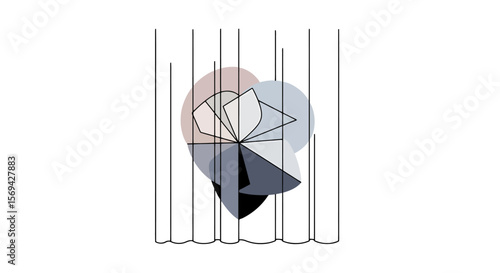 Abstract Heart Behind Bars: Conceptual Illustration