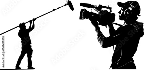 Film Crew Production Silhouette - Cameraman and Boom Operator
