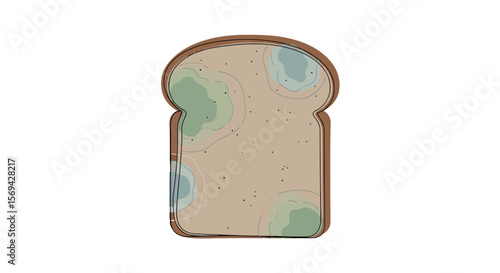 Moldy Bread Slice: Food Spoilage Illustration