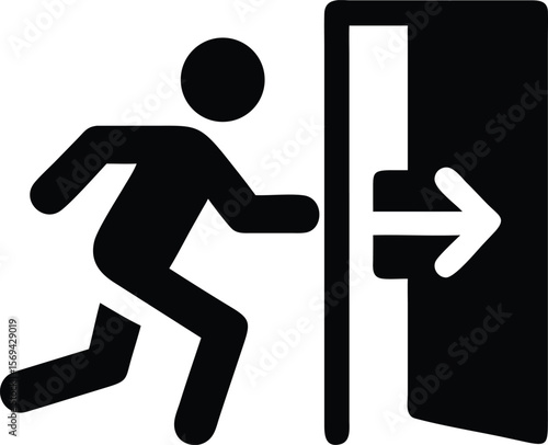Person running towards emergency exit door icon