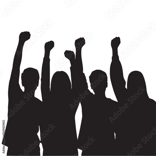 Vector silhouette of a person raising a fist