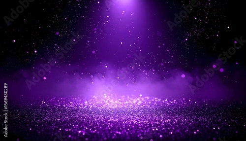 Purple Glitter Background Fine Purple Sparkle Dust Floating Dark Gradient Backdrop image