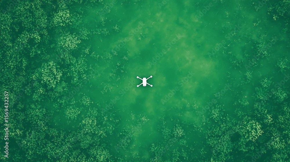 Fototapeta premium Drone Flying Over Green Forest Aerial View