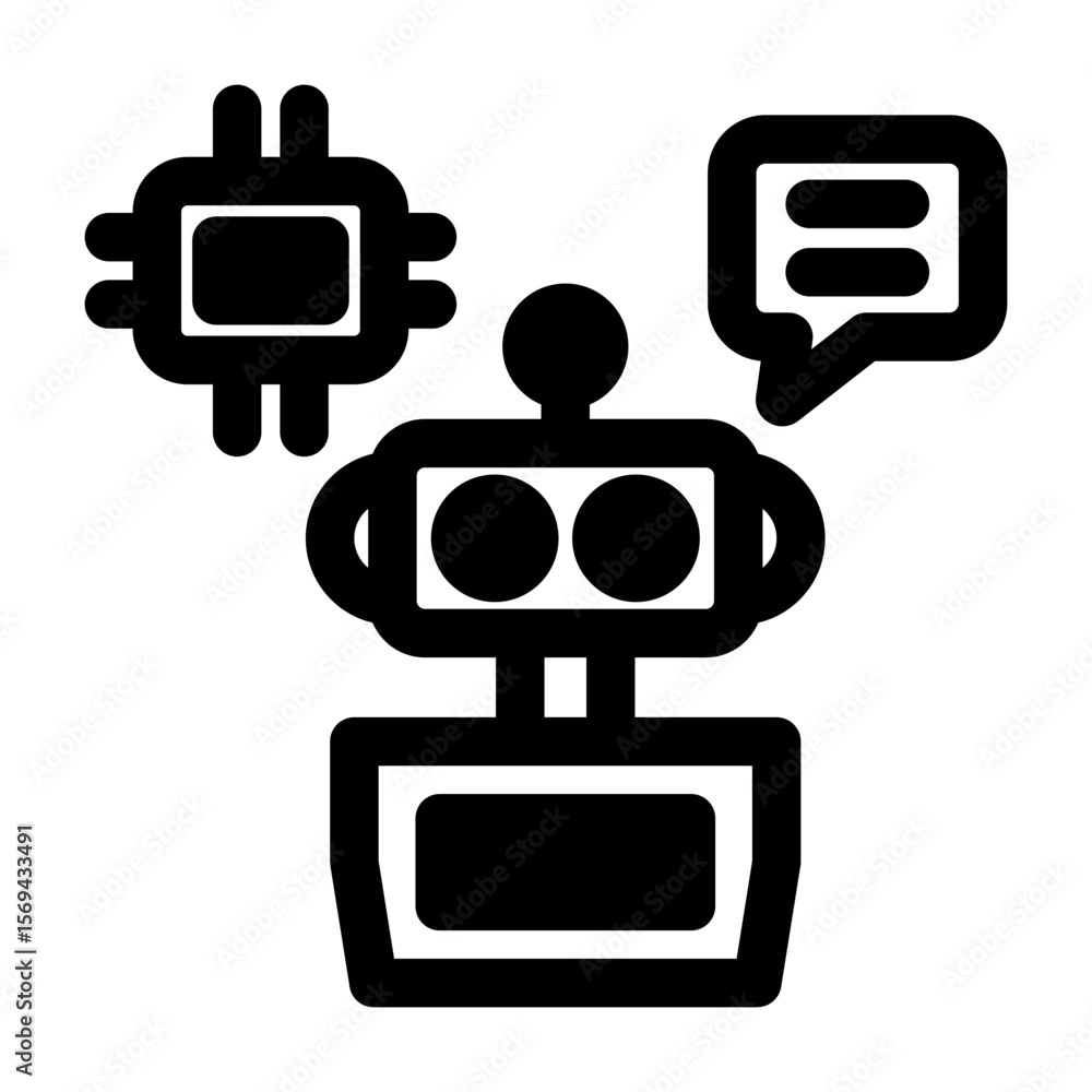 Naklejka premium AI Assistant Black Icon