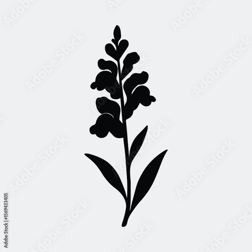 Silhouette snapdragon flower blossom isolated simple vector illustration