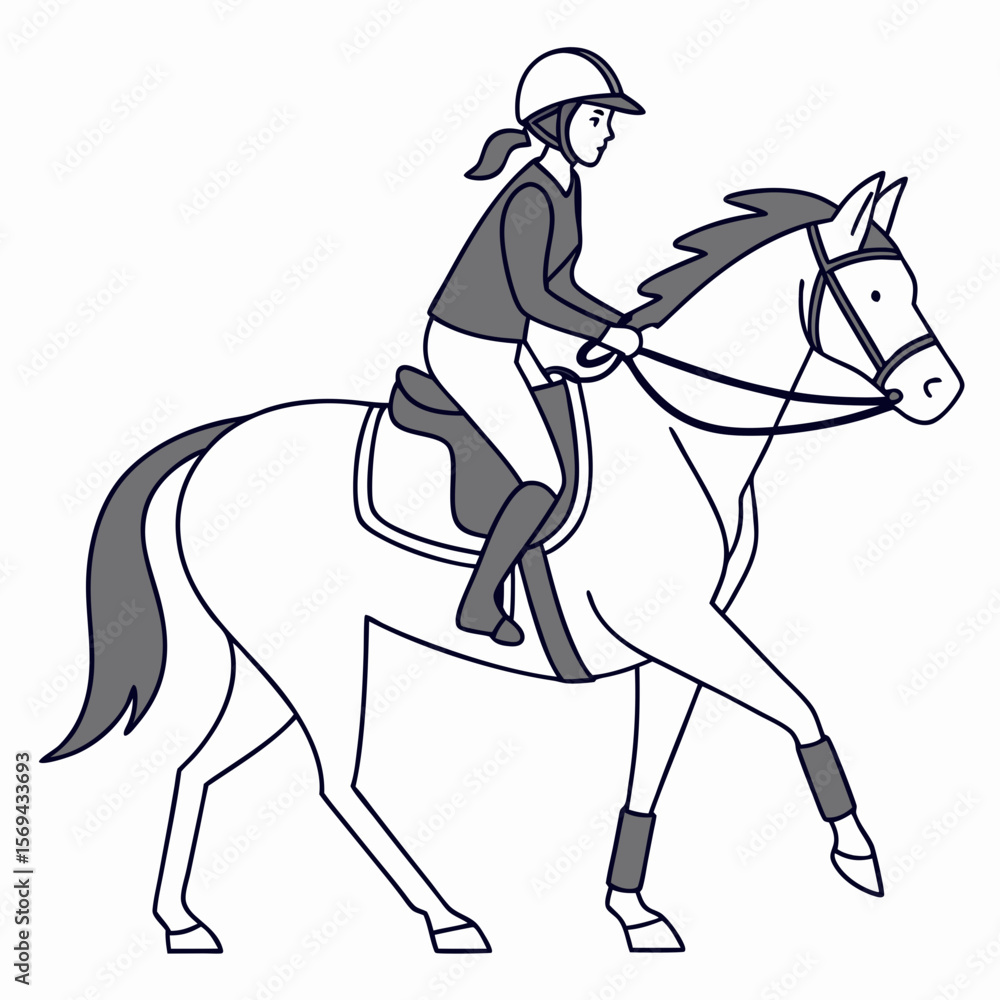 Fototapeta premium Equestrian rider on horse riding sport