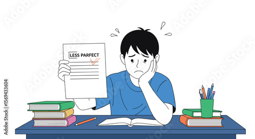 Student feeling stressed over bad exam results and homework
