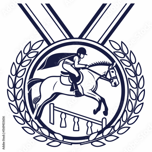 Equestrian jumping medal award design show jumping horse