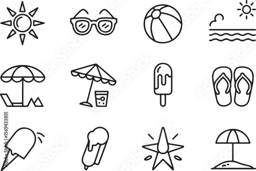 Monochrome Summer SVG Icon Set

