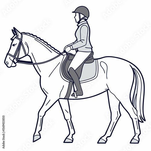 Flat horse rider icon equestrian sport
