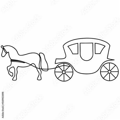 Horse drawn carriage outline vintage transport