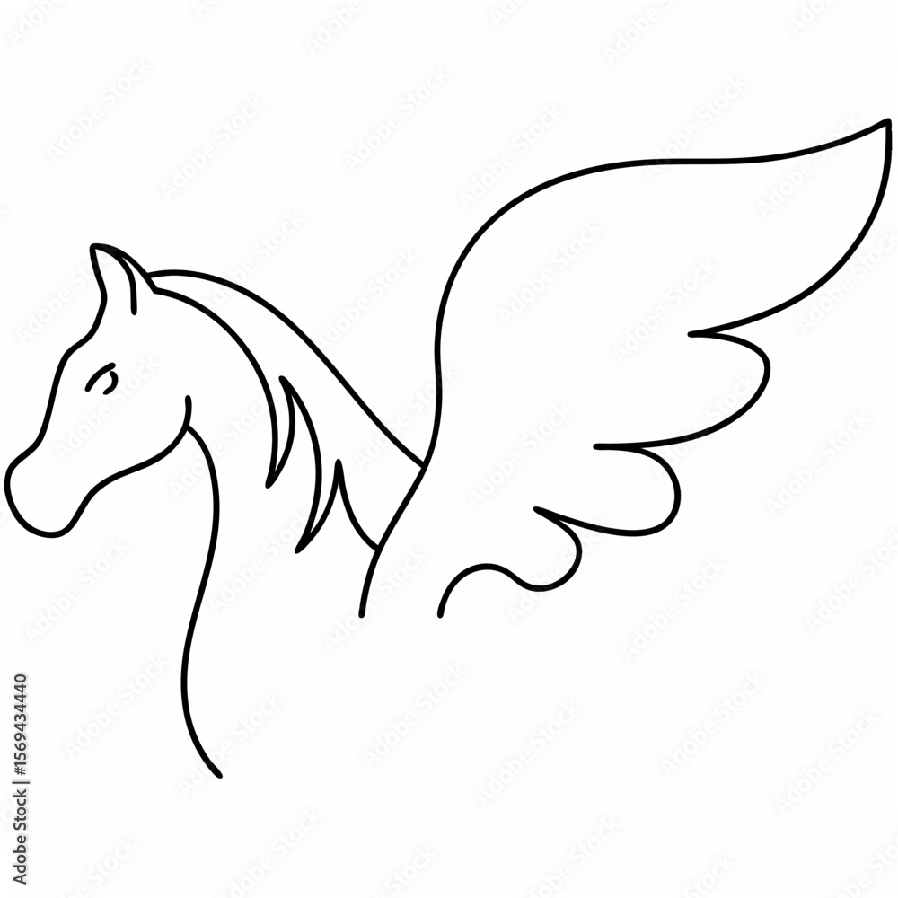 Obraz premium Majestic winged horse outline pegasus wings