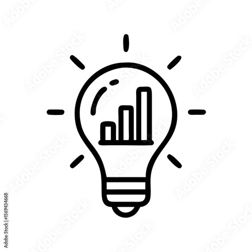 Light Bulb with Bar Chart Icon Representing Business Idea and Growth