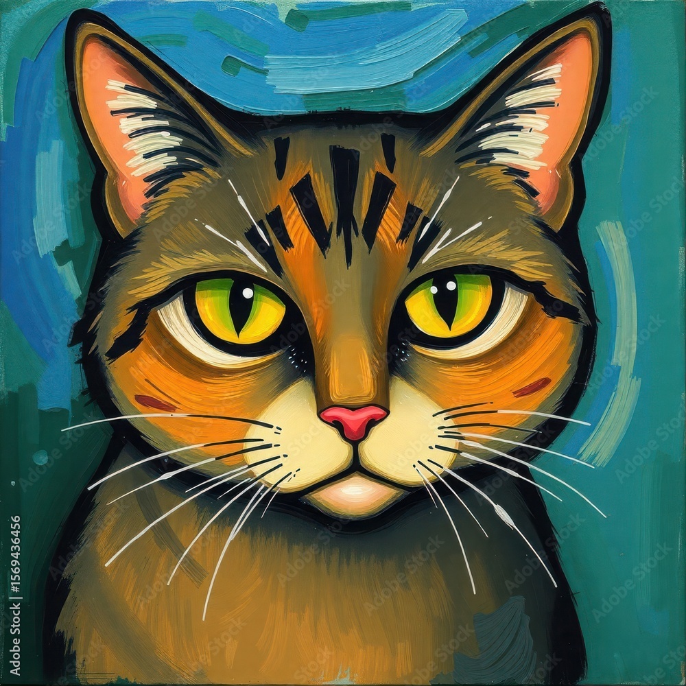 Fototapeta Stylized Cat on Swirling Background