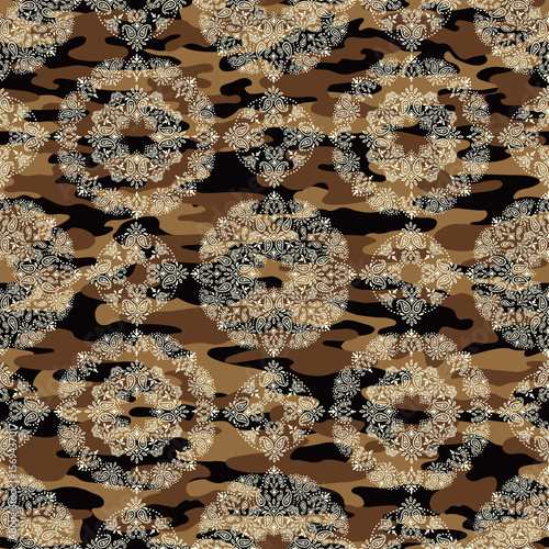 Seamless pattern composed of ornaments in a circle,