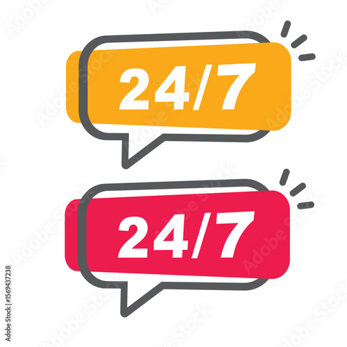 24/7 logo. 24 hours, seven days concept, vector, icon.