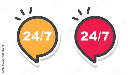 24/7 logo. 24 hours, seven days concept, vector, icon.