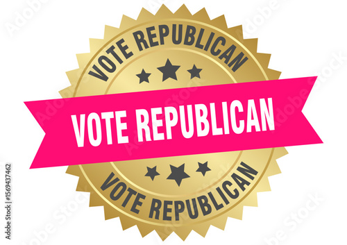 vote republican. vote republican round pink and gold label isolated on transparent background