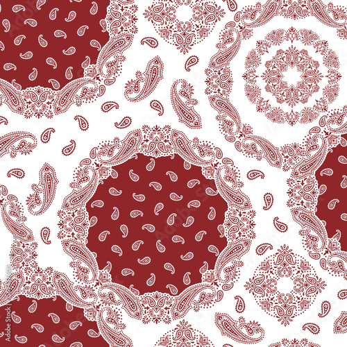 Seamless pattern composed of ornaments in a circle,