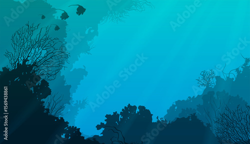 Vector sea background. Coral bottom	