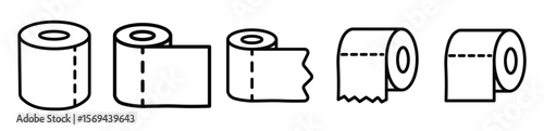 Toilet tissue paper icon. Toilet paper roll line solid icon simple illustration logo art
