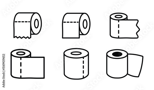 Toilet tissue paper icon. Toilet paper roll line solid icon simple illustration logo art
