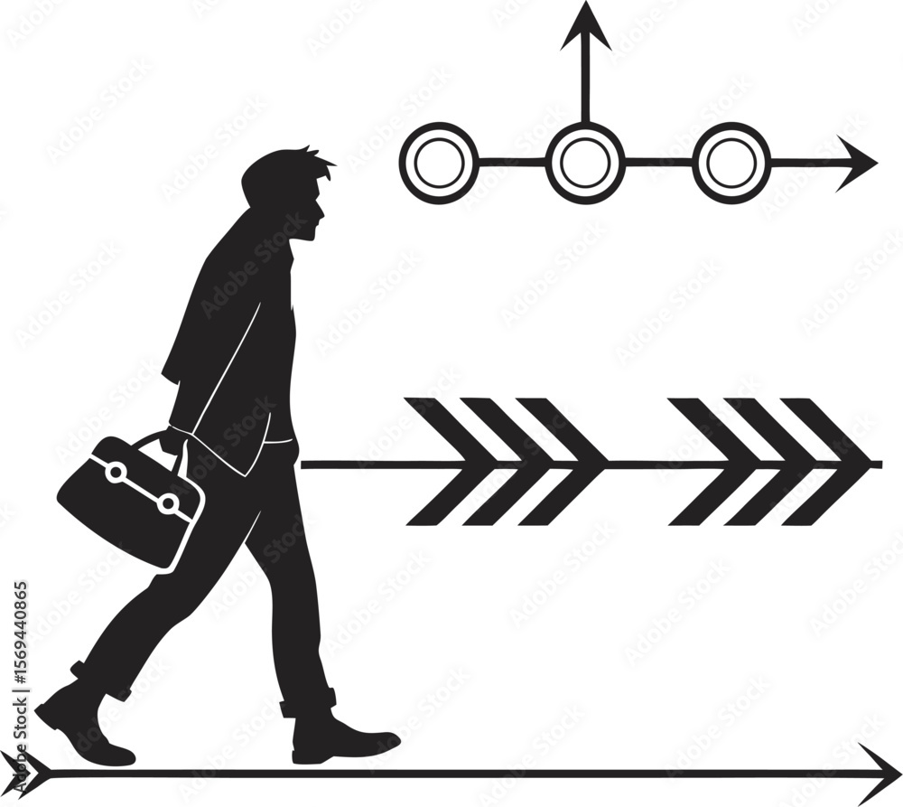 Obraz premium black silhouette vector of 5 step business timeline