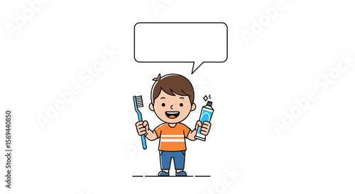 A happy young boy enthusiastically demonstrates proper tooth brushing techniques for healthy gums